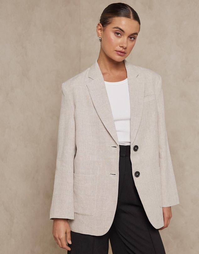 AERE Oversized Linen Blazer