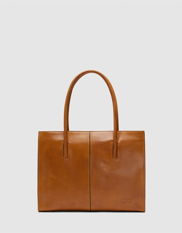 Florence Tan Leather Tote Work Bag