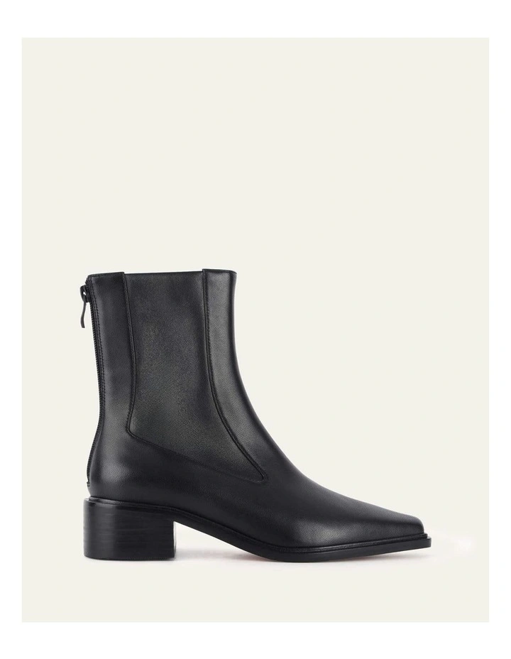 Jo Mercer Olympia Flat Ankle Leather Boots in Black